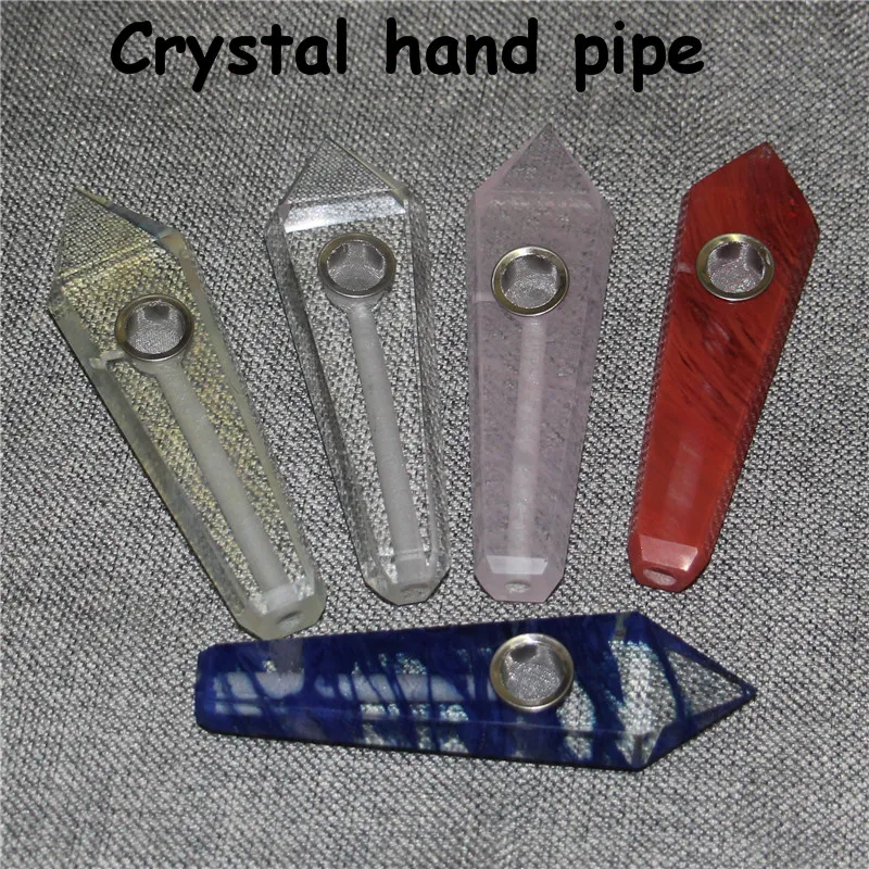 Kolorowe Kamienne Rury łyżki Crystal Glass Heady Tobacco Palenie Palenie Pocket Bong