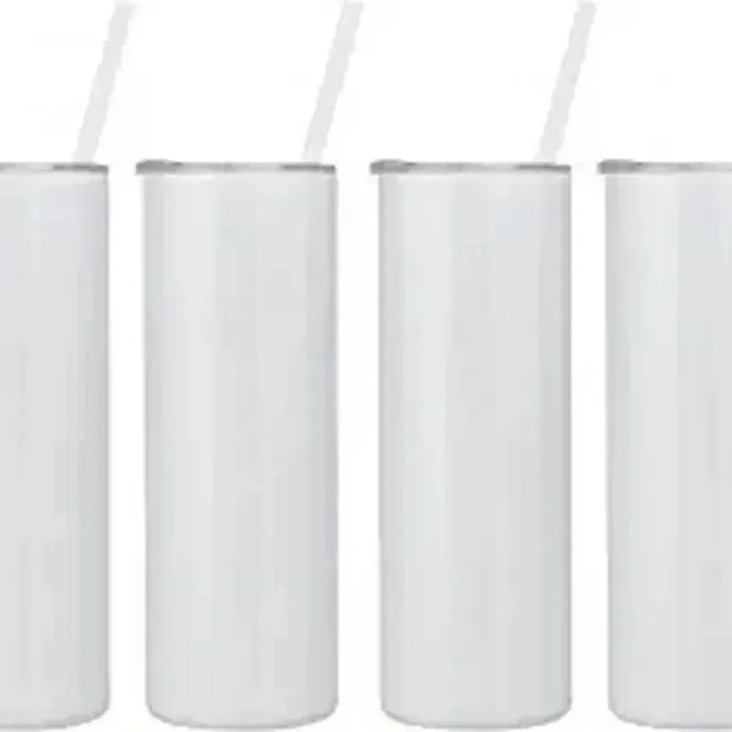 20oz vit blank sublimering tumblers muggar rak dubbel vägg isolerad vit rostfritt stål sublimering DIY vatten koppar