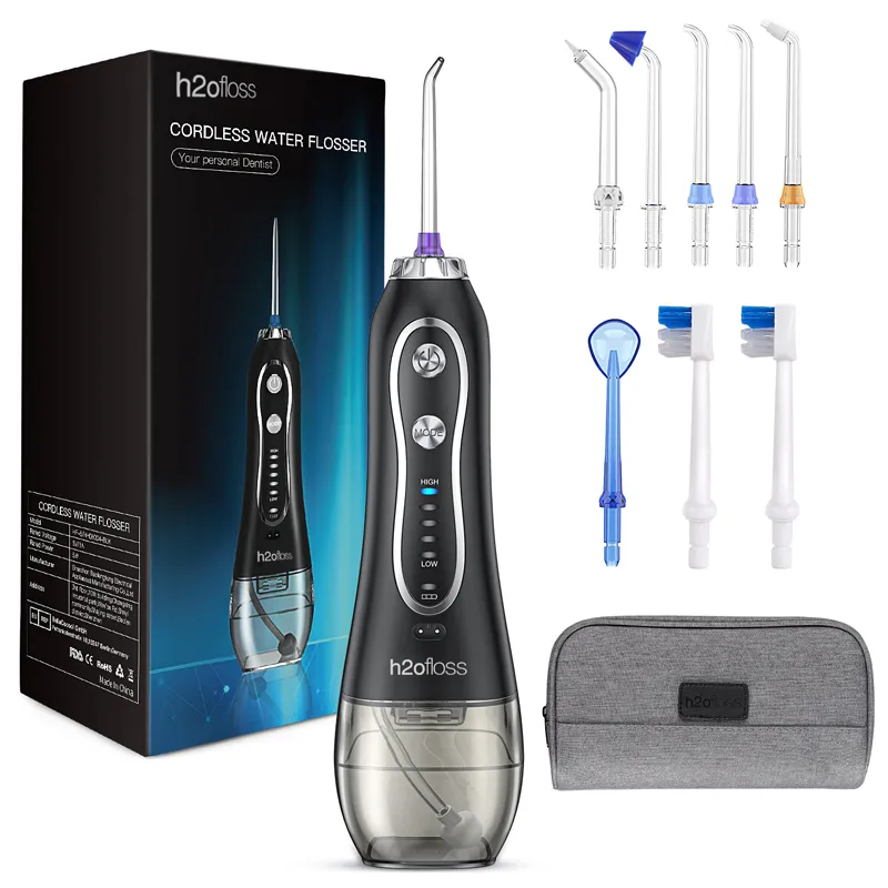 H2ofloss Water Flosser Detergente per denti dentale Irrigatore orale portatile 5 modalità 300ml Ricaricabile Ipx7 Impermeabile