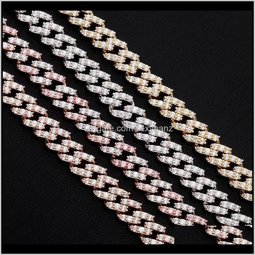 hip hop cuban choker women necklace jewelry 8mm rose gold plated iced out diamond choker cuban chain