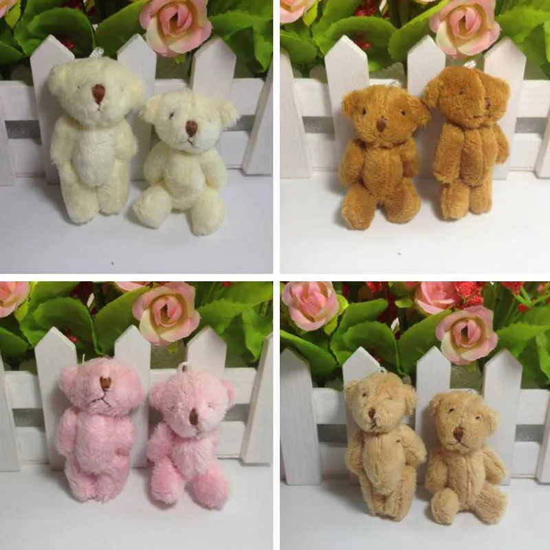 20pcs /ロット6cmミニジョイント豪華なクマリトルぬいぐるみドールギフト誕生日結婚式パーティーの装飾Q0727