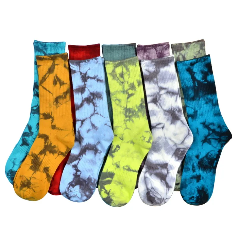 HipHop Tie-dye Men and Women Socks Cotton Colorful Vortex Graffiti Funny Happy Fashion Personality Skateboard Soft Girl Sockings