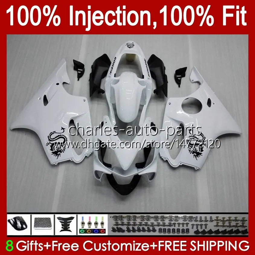 Honda CBR600F4I F4 I CBR600FS 01-03 Bodywork A6NO.8 CBR 600F4I 600 F4I FS CC 2001 2002 2003 CBR600 F4I 600CC 01 02 03注入型フェアリングホワイト光沢のあるフレーム