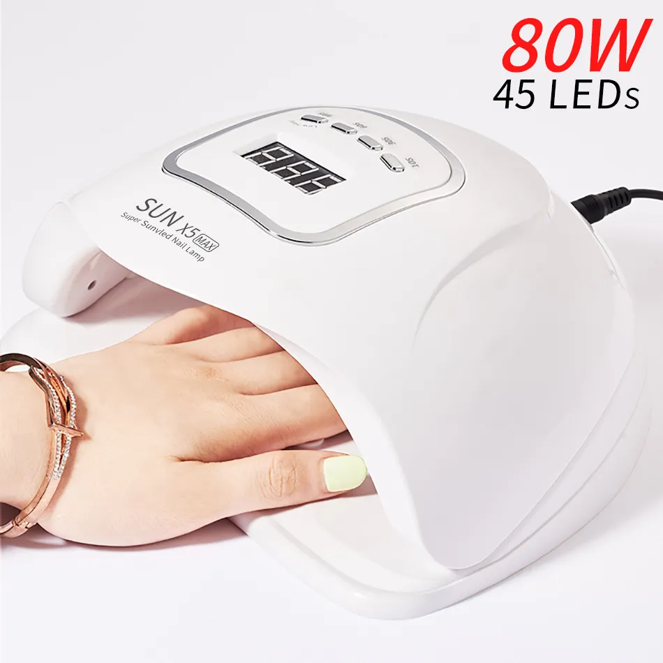 Rohwxy Manicure UV LED 80W Poolse Droger Machine voor Gel Sunx5 Max Ice Lamp Art Tools All for Nails