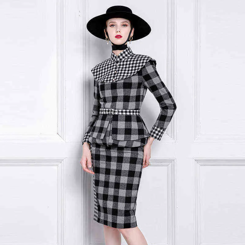 Xiaoxiangfeng Suit Autumn And Winter Celebrity Fashion High End Professional Dress Temperament Goddess Dress Suit Skirt 211119