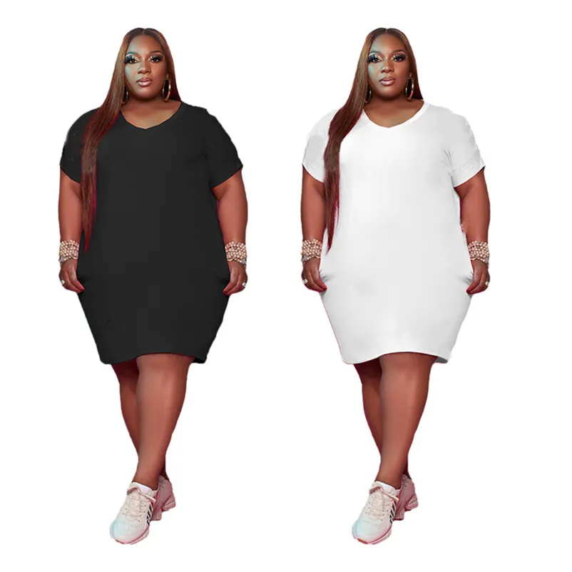 3X 4XL 5XL Plus size Summer Women one-piece dress casual short sleeve  skirts fashion stretchy letter dresses bigger sizes black midi skirt 4831