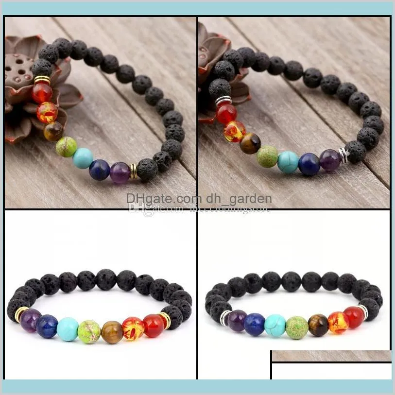 7 chakra bracelet stones natural  oils self confidence holistic aromatherapy lava stone mala meditation bracelet