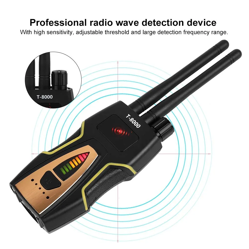 T8000 Tracker Wireless RF Signal Detector Bug Anti Spy Camera GSM Audio Monitor Finder GPS Scanner Tracking Detection Tool