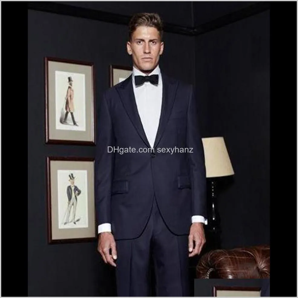 & Blazers Clothing Apparel Drop Delivery 2021 One Button Back Vent Groomsmen Design Wedding For Men Blue Grooms Tuxedos Peaked Lapel Mens Sui
