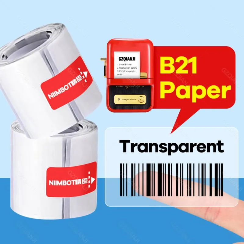Yazıcılar Niimbot B21 Şeffaf Rulo Sticker Etiket Baskı Kağıt Adı Yapışkan Kitap Kırtasiye Yazıcı için