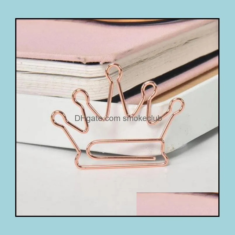 Creative Metal Paper Clips Rose Gold Crown Flamingo Paper Clips Bookmark Memo Planner Clips School Office Stationery Supplies Epacket