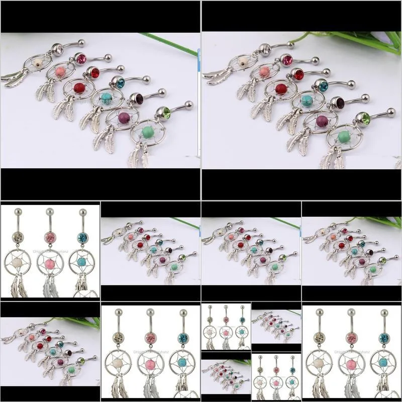 wholesale - dream catcher jewelry dangling belly button rings navel ring body piercing jewelry 14g