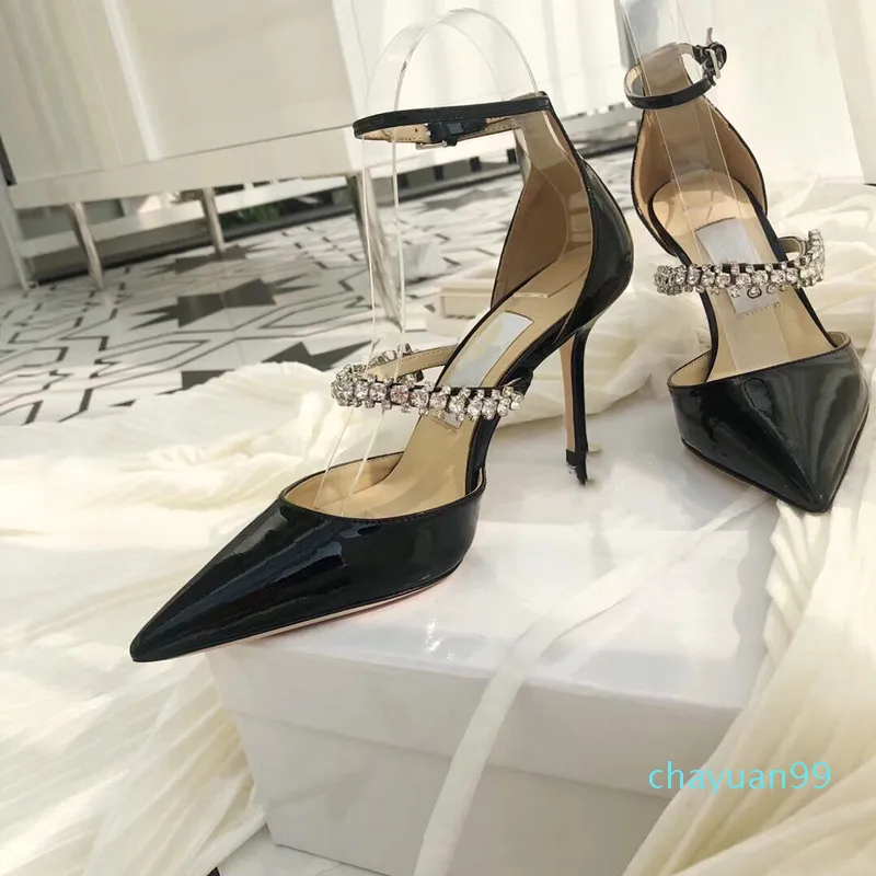 mode luxe Designer sandales femmes été banquet robe chaussures à talons hauts sexy pompes bout pointu fronde dos femmes chaussure Top qualité 635