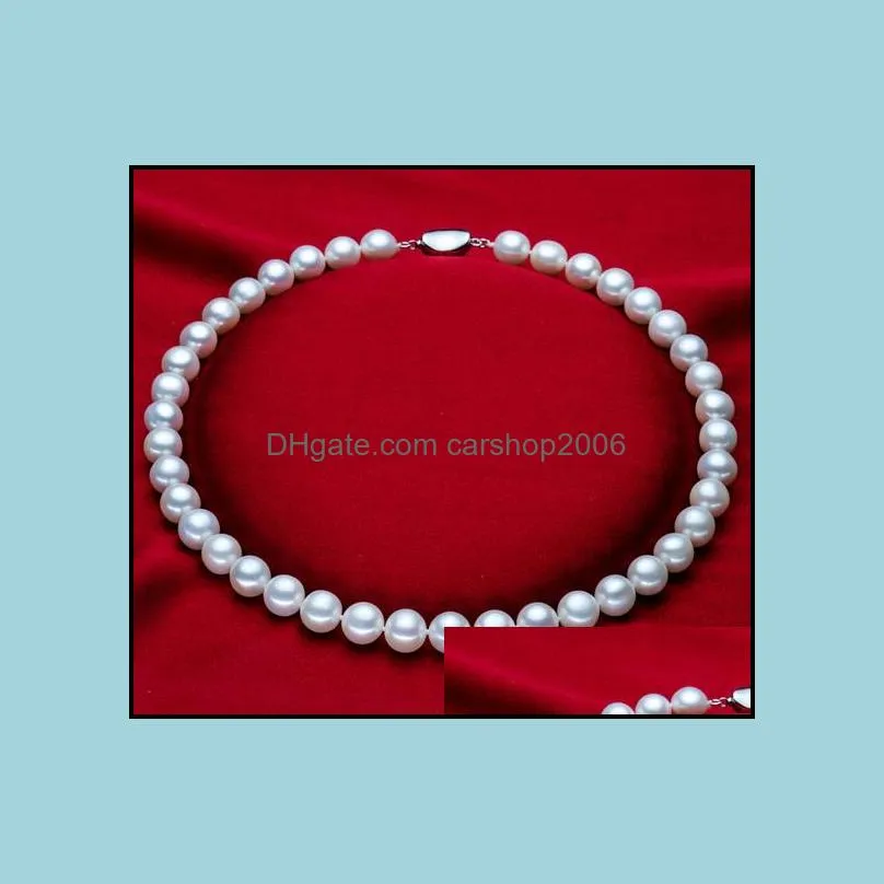 9-10mm White South Sea Natural Pearl Necklace 18 Inch S925 Silver Accessories 1564