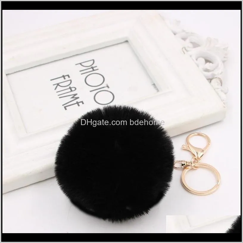 lanway gold rabbit fur ball keychain fluffy keychain fur pom pom llaveros portachiavi porte clef key ring key chain for bag 436 t2