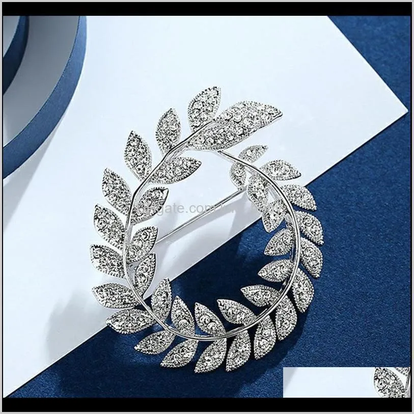 Olive Branch Brooch Fully-jewelled Rhinestone Alloy Man`s Suit Lead Needle Joker Clothes And Ornaments Ornaments