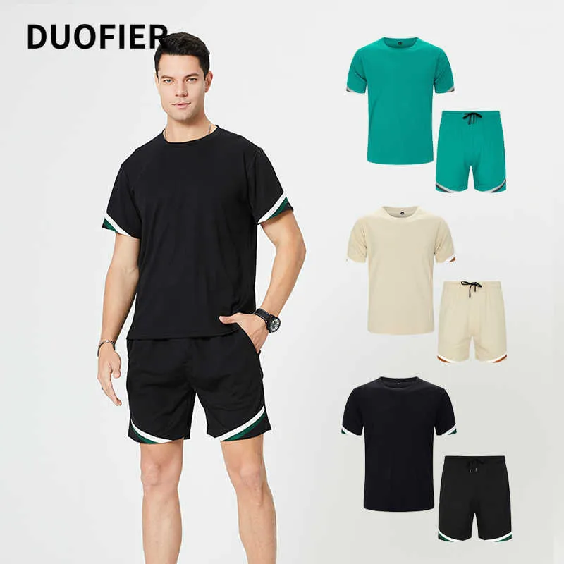 Homens Tracksuit moda t-shirt shorts conjunto de verão tops + shorts conjunto de trilha marca vestuário casual homem sweatsuit esportes preto 4xl 210603