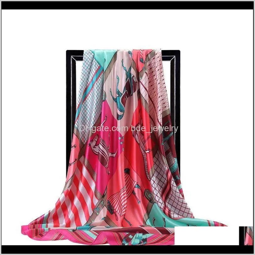 Chapeaux, Foulards Gants Aessories2021 Mode Luxe Écharpe Femmes Hijab Bandana Cheval Imprimer Tête Cou Châle Étole Wraps Pour Dame Élégante Filles