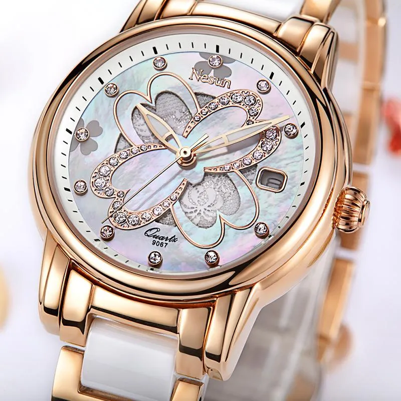 Orologi da polso Nesun moda creativa di lusso delle migliori marche orologi da donna donna impermeabile diamante analogico al quarzo Relogio Feminino2021