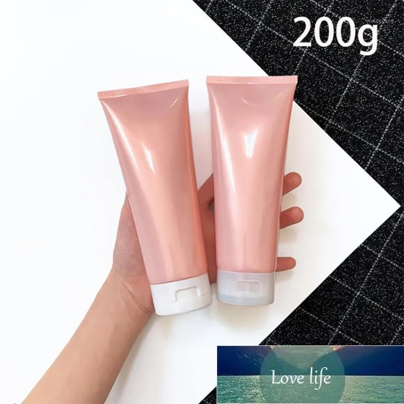 Pink 200g Plastic Cream Soft Bottle Refillable 200ml Cosmetic Make up Body Lotion Shampoo Squeeze Bottles Empty Free Shipping1