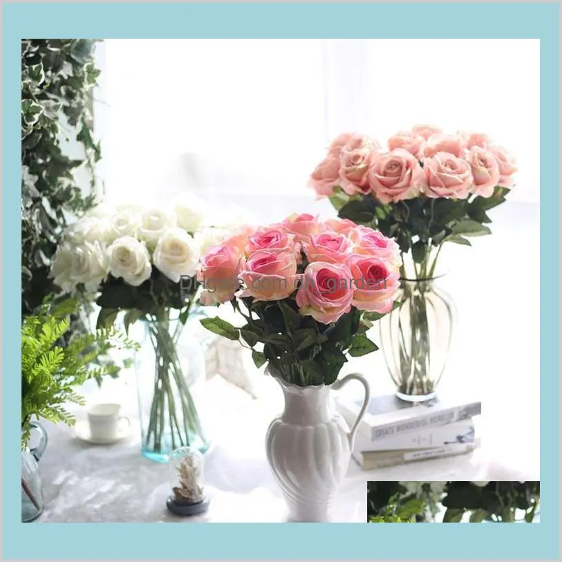 装飾的な花輪お祝い用品庭10ピースロットのウェディング装飾本物のタッチ素材人工的なバラの花束ホームパーティーの装飾