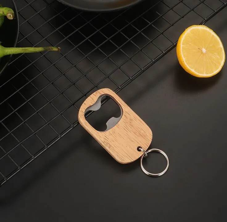 Wooden Bottle Opener Key Chain Wood Unique Creative Gift Can Openers Kitchen Tool Wood-Unique SN5991