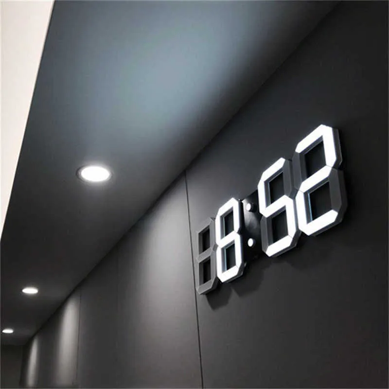 3d ledd vägg klocka modern design digitalt bord klocka larm nattlight saat reloj de pared klocka för hem levande rum dekoration 210930