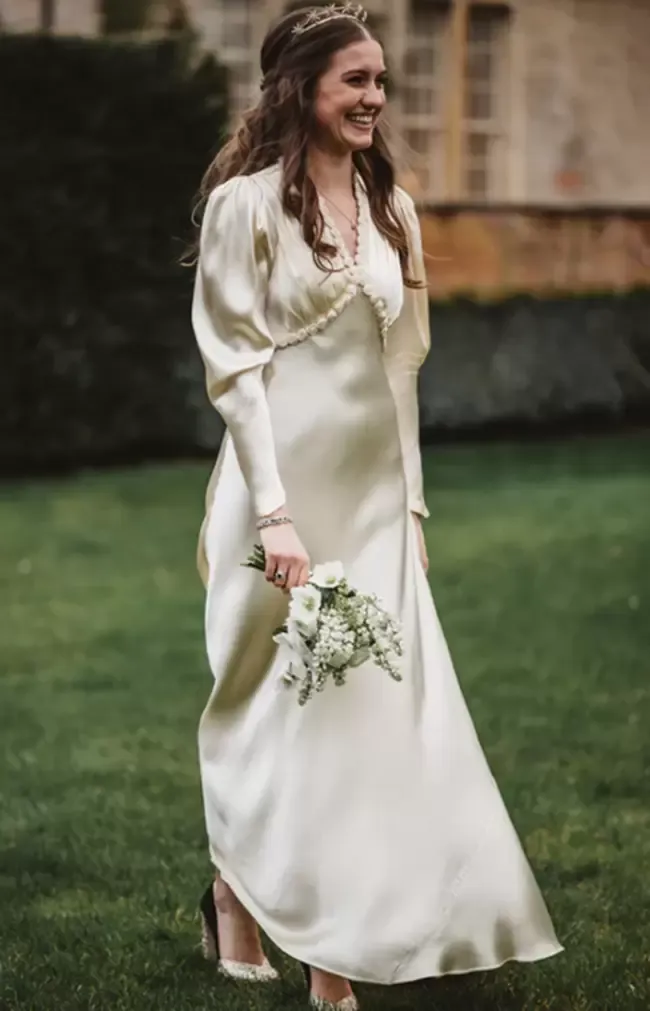linen dress for a wedding Elegant Column Ankle Length Engagement Dress Long Sleeves Button Back – VOS  LEE main image 0