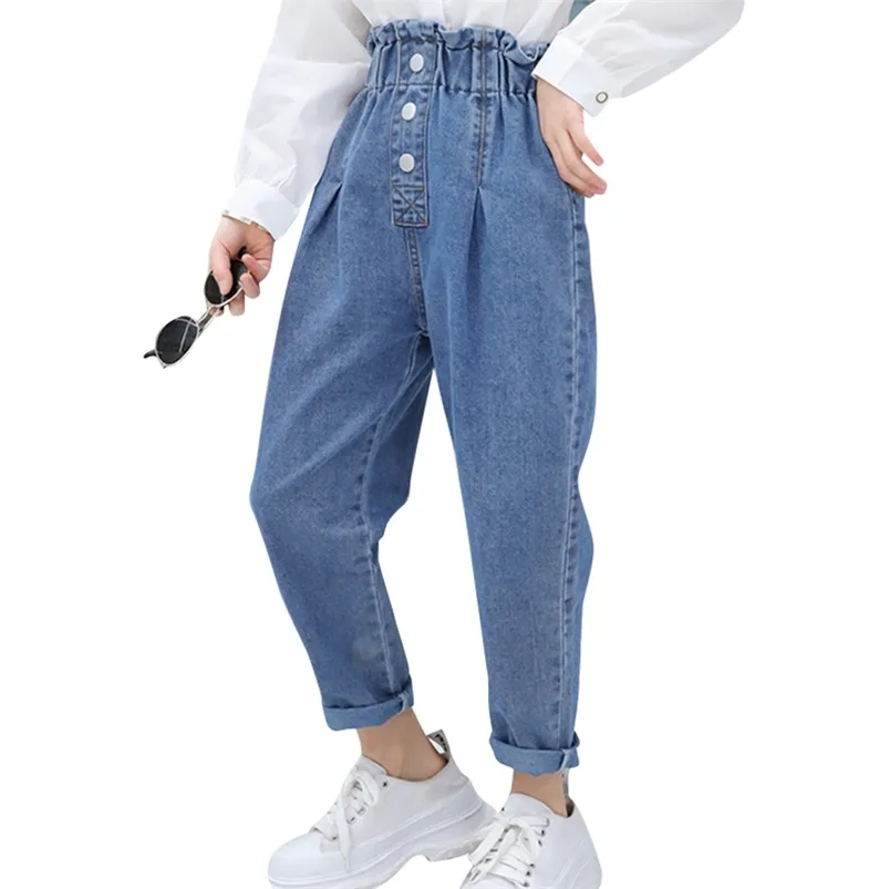 Jeans per ragazza Ruffles Bambini Primavera Autunno Kid Stile casual Abbigliamento per bambini 6 8 10 12 14 210527