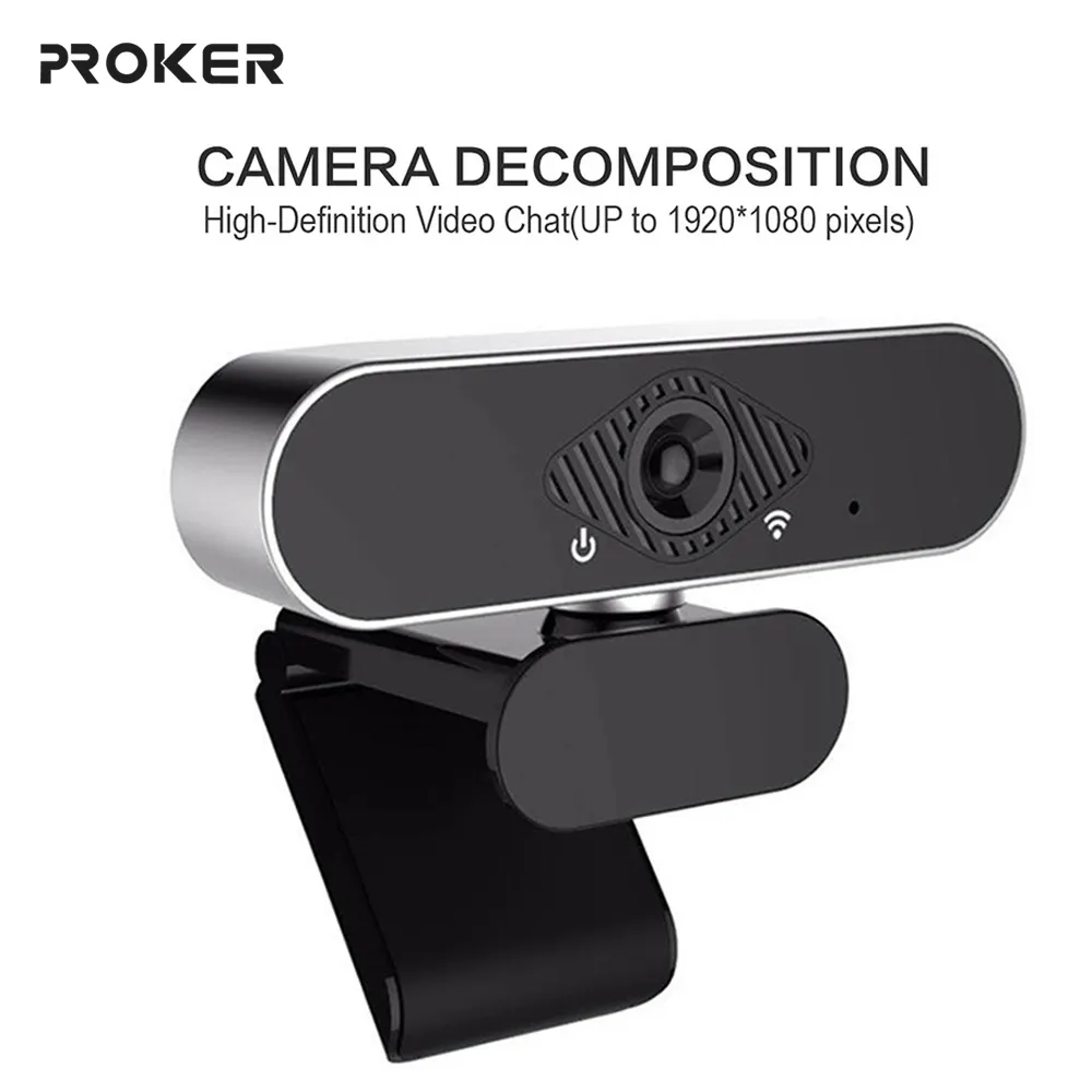 Webcam d'ordinateur avec Microphone intégré 2MP Full HD 1080P, vidéo grand écran, accessoires de travail à domicile, caméra Web USB pour PC