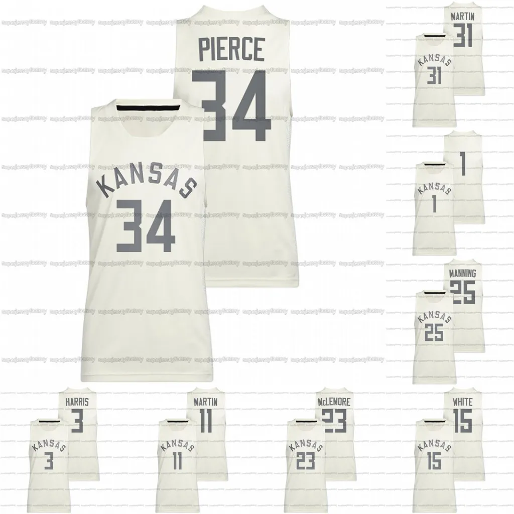 Maßgeschneidertes Kansas Jayhawks NCAA College-Basketballtrikot Paul Pierce Danny Manning Joseph Yesufu Cam Martin Ben McLemore Bobby Pettiford Jalen Wilson Dajuan Harris