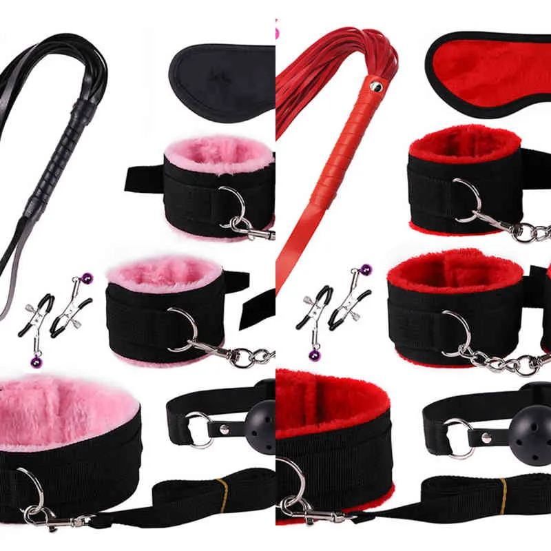 NXY SM SEX Vuxen leksak Erotisk underkläder Läder Cosplay Kläder BDSM Bondage Set Handbojor Nippelklämmor Gag PHIP Leksaker för Tillbehör Shop1220