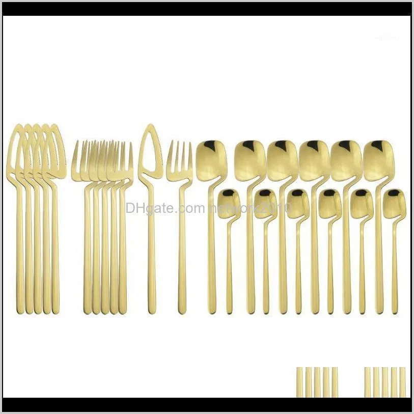 24pcs/set Flatware Cutlery Set Stainless Steel Tableware Golden Rose Gold Forks Knifes Spoons Teaspoons Flatware Sets Party Home1