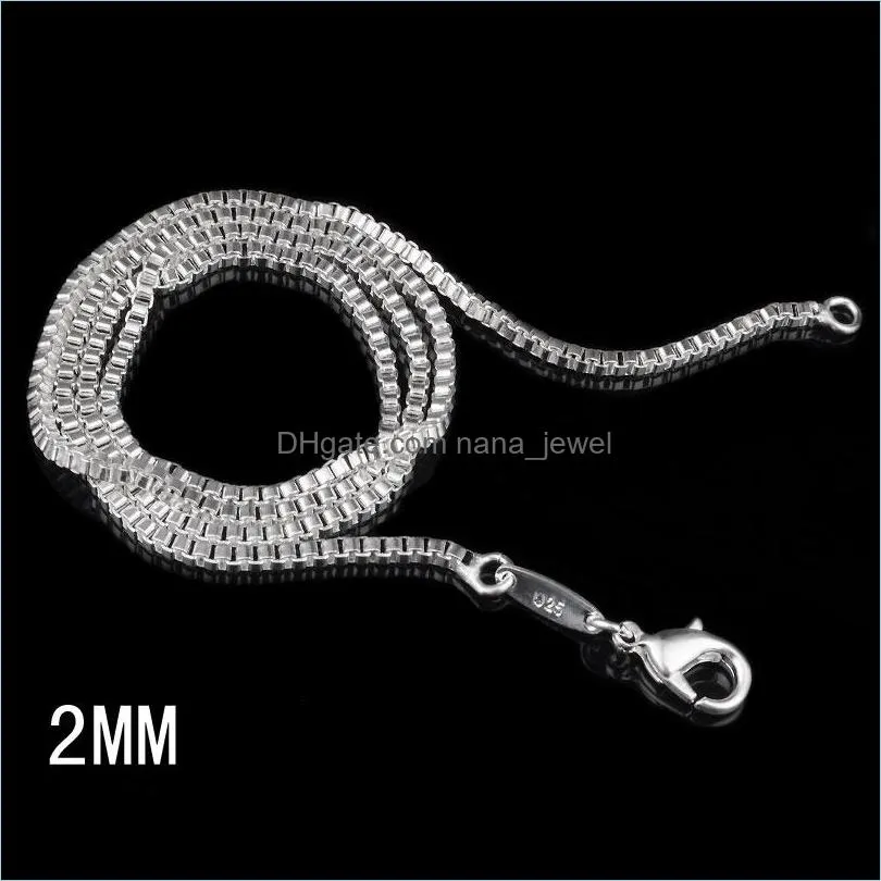925 Sterling Silver Necklace Chain Women Wedding Jewelry 1.4MM/2MM Box Chain Necklace New Arrive Hot Fashion Jewelry 340 N2