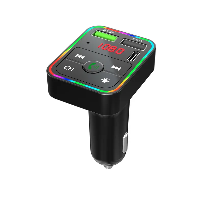 FM Verici Handsfree Bluetooth 5.0 Araba MP3 Çalar Kablosuz AUX Ses Alıcı Modülatörü Çift USB 3.1A + PD Şarj Araç Kiti