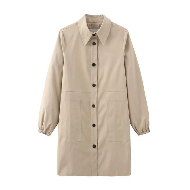 PERHAPS U Shirt Dress Khaki Turn Down Collar Long Sleeve Solid Pocket Mini Short Dress High Street Autumn D1662 210529