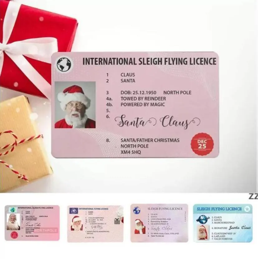 Creative Santa Claus Flight License Card Christmas Eve Driving Licence Christmas Gifts for Children Kids Xmas Tree Decoration