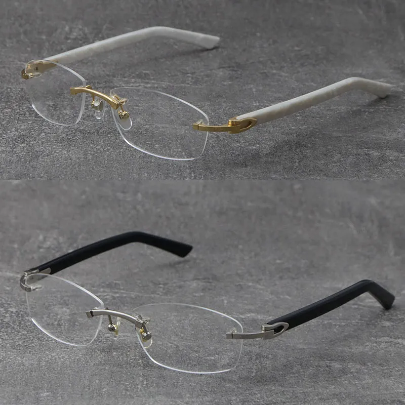 Rimless Optics 5952141 Brillen Presbyopie Brille Leserahmen Brillen Herren Damen Silber 18K Gold Metallrahmen Kurzsichtig E222O