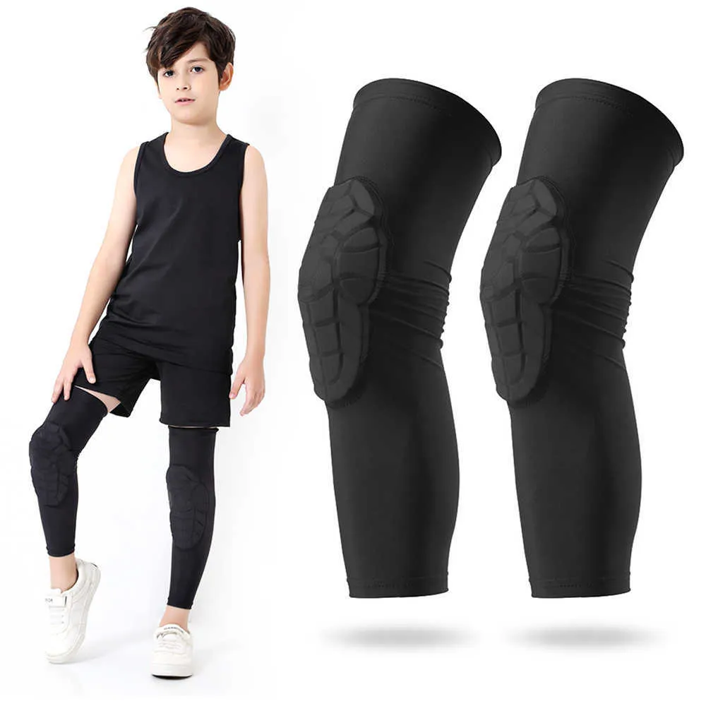 Kids Compression Leg Sleeves Knee Pad Anti-Slip protective cover Support Bike Safety Crash Proof Basketball Warmer Q0913
