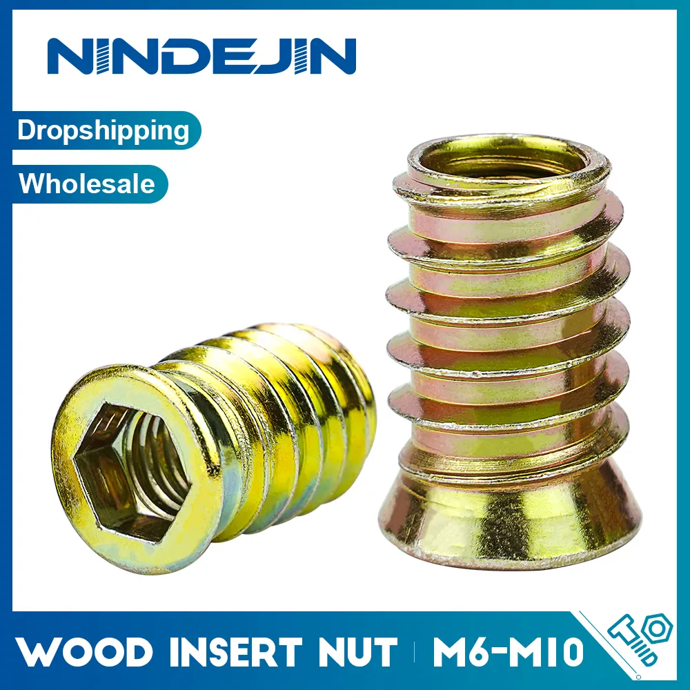 Wholesale M6 M10 Wood Insert Nut NINDEJIN Nail Zinc Plated Carbon Steel