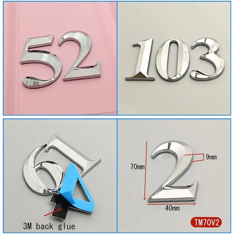 Other Door Hardware 7CM Modern House Number Sticker Sign Self Adhesive Silver Color Apartment El Home Plate Outdoor Address Mailbox