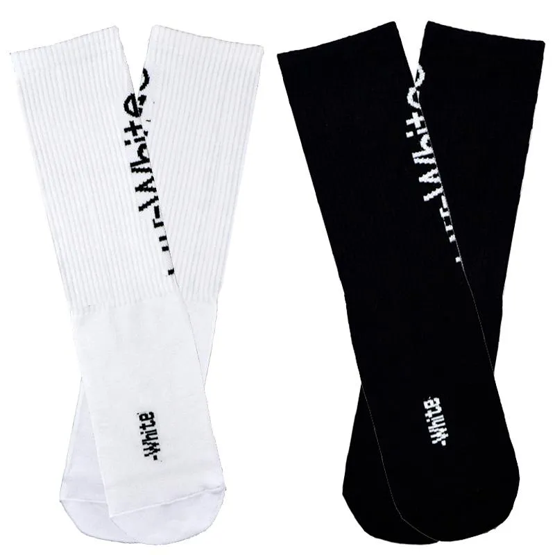 Men's Socks Hip Hop Fashion OFF Harajuku Street Style White Long Men Skateboard Basketball Stripe Compression Calcetines