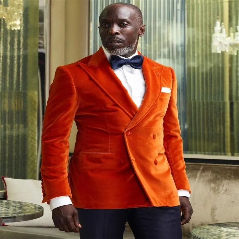 クリアランス通販売 メンズスーツブレザーオレンジベルベットコート ブラックパンツホムラペルスーツ男性新郎tuxedo男性スーツ2部のhzsw 安く 買える 店 Vtech Computer Com