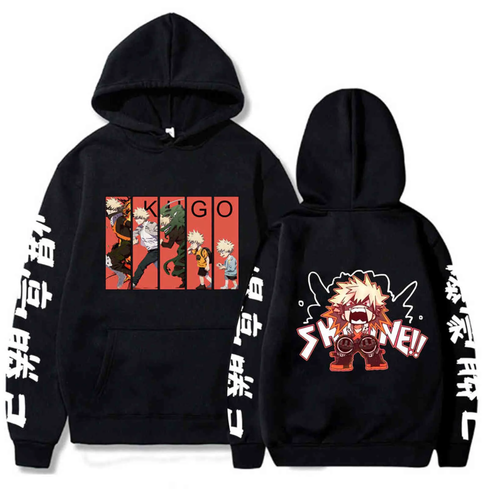 Unisex Kış Benim Kahraman Academia Anime Hoodie Bakugou Katsuki Baskılı Kazaklar Uzun Kollu Moda Erkekler Y211118 Tops