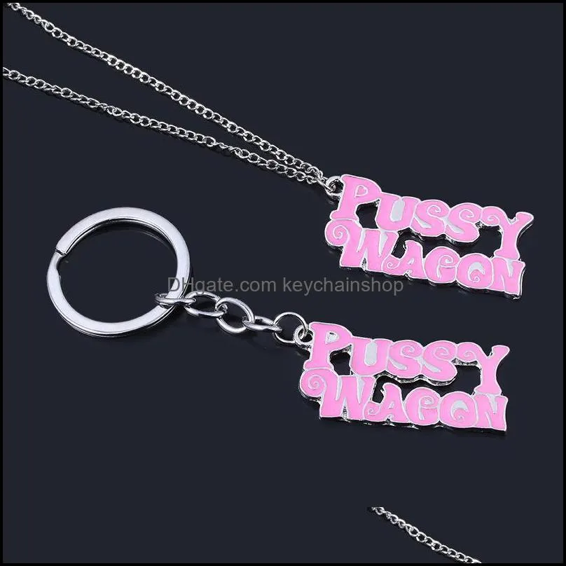 Action Movie Kill  Pussy Wagon Logo Alloy Pendant Necklace Chain Key Chains Keychain Keyring