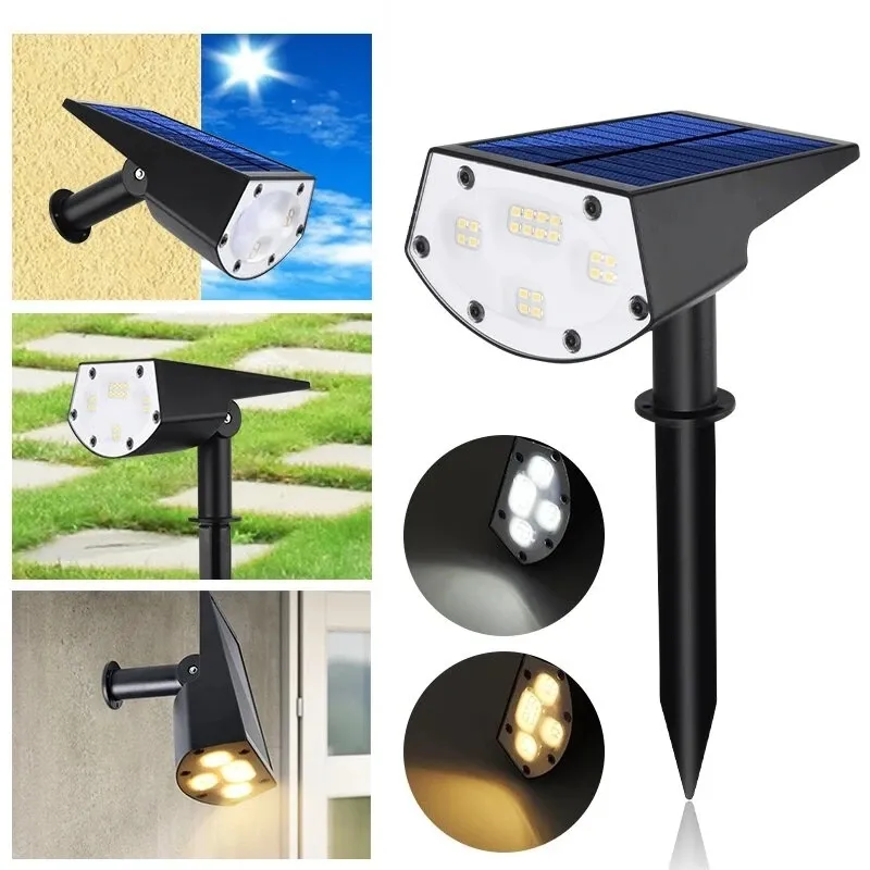 Lâmpada de Lâmpada Lâmpada de Gramada Automática Solar Rotatable Lâmpada Ao Ar Livre Paisagem Luz - Branco