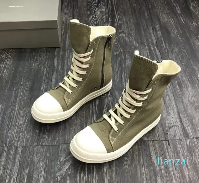 2023-High Quality Famous Designer Men Women Lace Up Boots Fashion Trainer Shoes Sneakers Fragrant Sole Green Canvas Motorcycle Boot