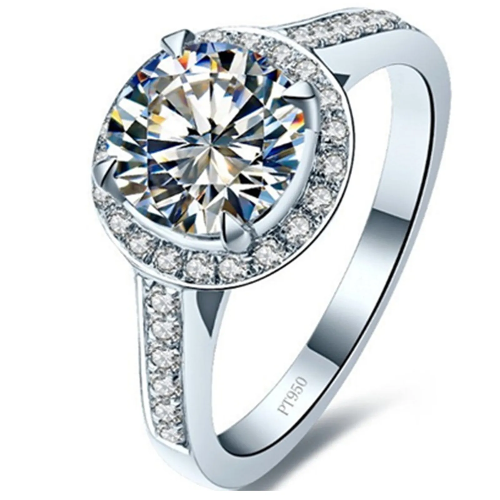 1,5ct T Märke Kvalitet Förlovningsringar för kvinnor 925 Silver NSCD Simulerade Diamond Ring Anniversary Smycken med låda