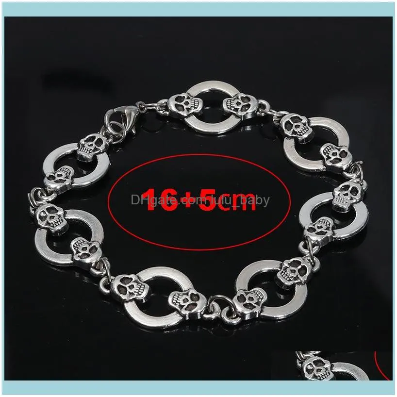 Link, Chain Skeleton Skull Heads Wristband Bracelet Bangle Fit Men And Women Fashion Jewellery1