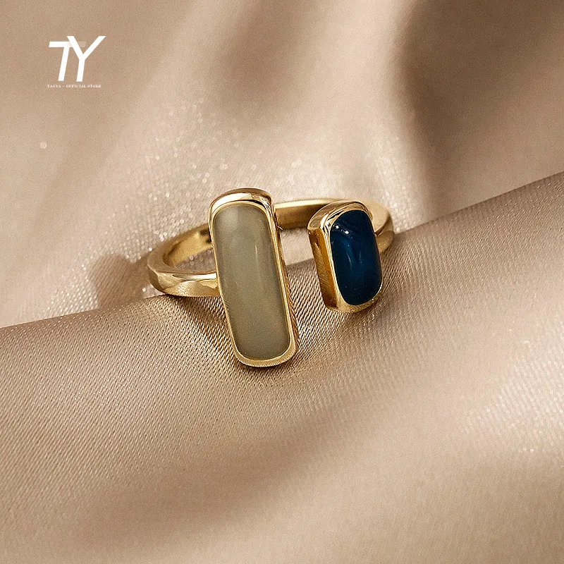 Французский ретро романтический цвет сопоставление капля глазурь золото открытые кольца для женщины 2021 корейский модный ювелирные изделия партии роскошное кольцо девушек